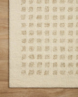 Chris Loves Julia x Loloi Polly POL-01 Ivory / Natural Rug - corner on wood