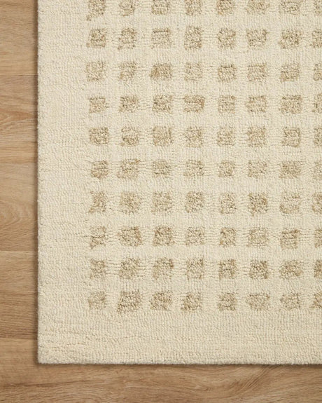 Chris Loves Julia x Loloi Polly POL-01 Ivory / Natural Rug - corner on wood