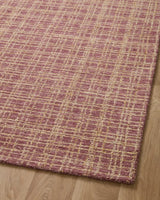 Chris Loves Julia x Loloi Polly POL-03 Berry / Natural Rug - angled corner on wood