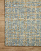 Chris Loves Julia x Loloi Polly POL-03 Blue / Sand Rug - corner on wood