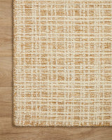 Chris Loves Julia x Loloi Polly POL-03 Straw / Ivory Rug - corner on wood