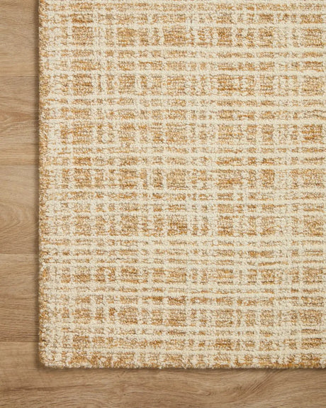Chris Loves Julia x Loloi Polly POL-03 Straw / Ivory Rug - corner on wood