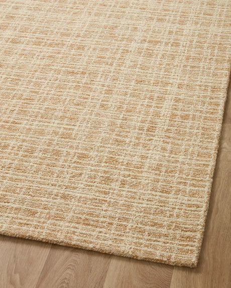 Chris Loves Julia x Loloi Polly POL-03 Straw / Ivory Rug - angled corner on wood
