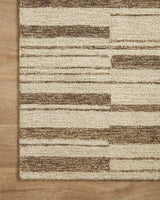 Chris Loves Julia x Loloi Polly POL-04 Beige / Tobacco Rug - corner on wood