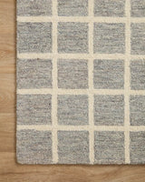 Chris Loves Julia x Loloi Polly POL-05 Slate / Ivory Rug - corner on wood
