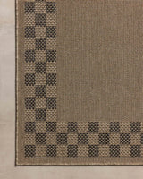 Chris Loves Julia x Loloi Providence PRC-01 Natural / Charcoal Rug - corner on wood