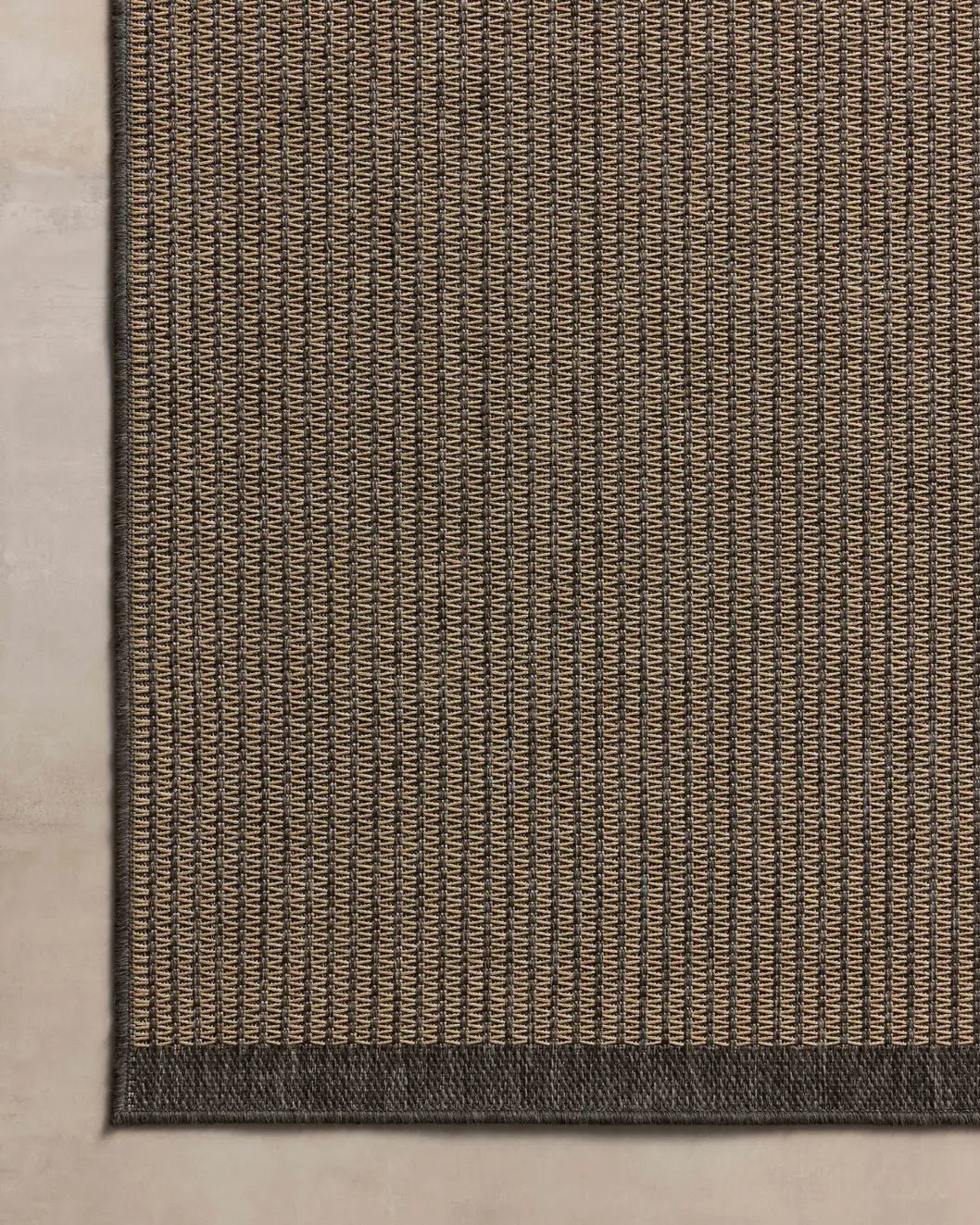 Chris Loves Julia x Loloi Providence PRC-03 Wheat / Charcoal Rug - corner on wood