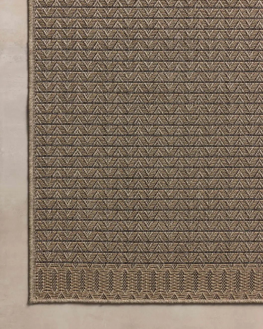 Chris Loves Julia x Loloi Providence PRC-05 Natural / Graphite Rug - corner on wood