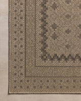 Chris Loves Julia x Loloi Providence PRC-06 Charcoal / Dove Rug - corner on wood