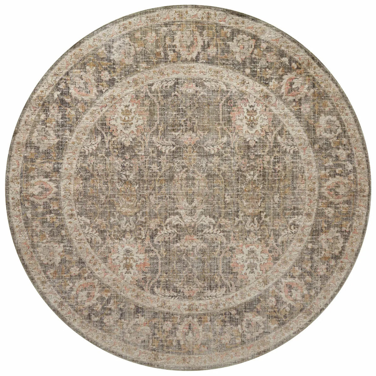 Chris Loves Julia x Loloi Rosemarie ROE-01 Sage / Blush Rug - round flat