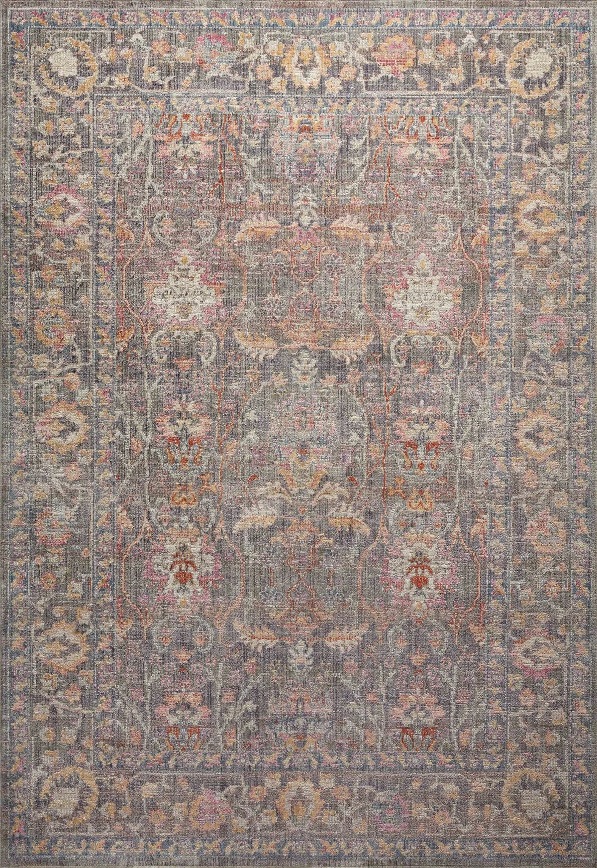 Chris Loves Julia x Loloi Rosemarie ROE-01 Stone / Multi Rug - main flat