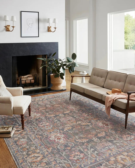 Chris Loves Julia x Loloi Rosemarie ROE-01 Stone / Multi Rug - room scene 1