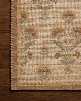 Chris Loves Julia x Loloi Rue RUE-01 Wheat / Sage Rug - corner on wood