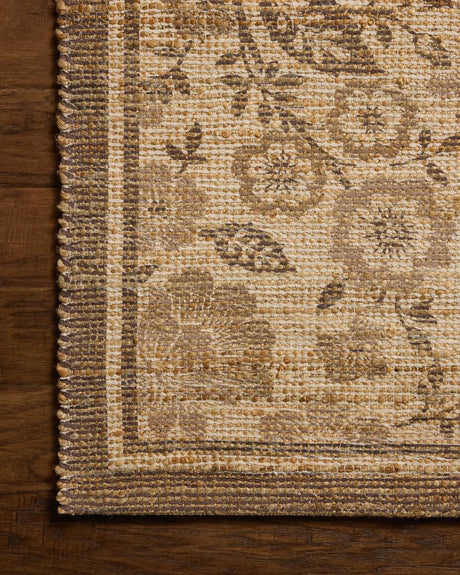 Chris Loves Julia x Loloi Rue RUE-03 Bark / Mocha Rug - corner on wood