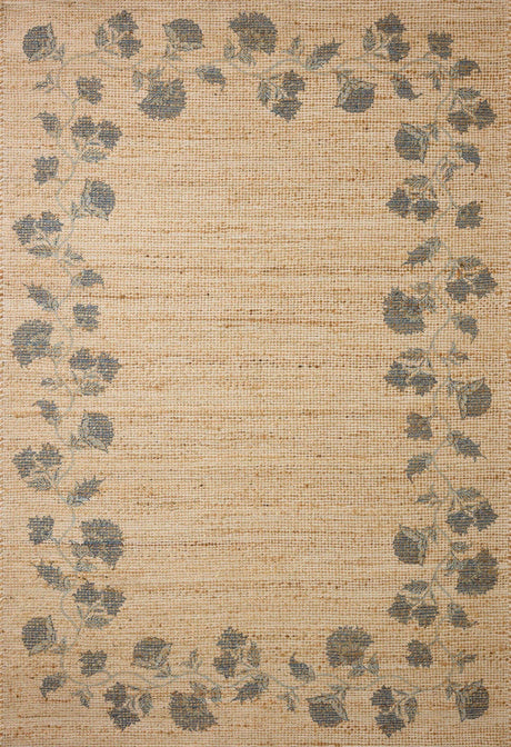 Chris Loves Julia x Loloi Rue RUE-05 Natural / Denim Rug - main flat