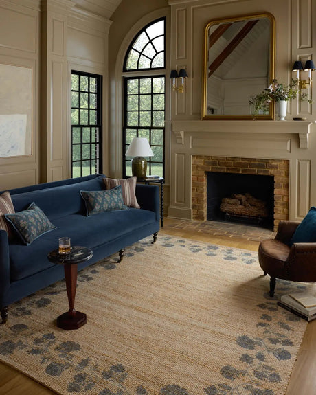 Chris Loves Julia x Loloi Rue RUE-05 Natural / Denim Rug - room scene 3