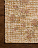 Chris Loves Julia x Loloi Rue RUE-05 Natural / Multi Rug - corner on wood