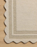 Chris Loves Julia x Loloi Scottie SCO-01 Ivory / Grey Rug - corner on wood