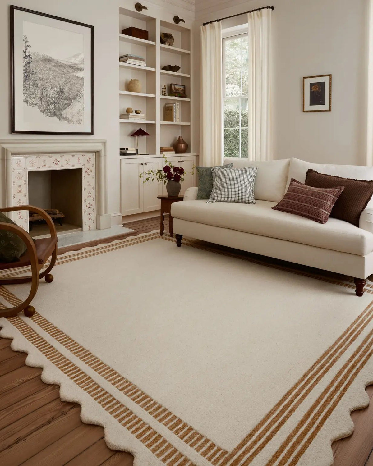 Chris Loves Julia x Loloi Scottie SCO-01 Ivory / Rust Rug - room scene 3