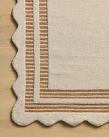 Chris Loves Julia x Loloi Scottie SCO-01 Ivory / Rust Rug - corner on wood