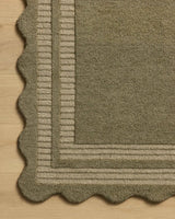 Chris Loves Julia x Loloi Scottie SCO-01 Olive / Pebble Rug - corner on wood