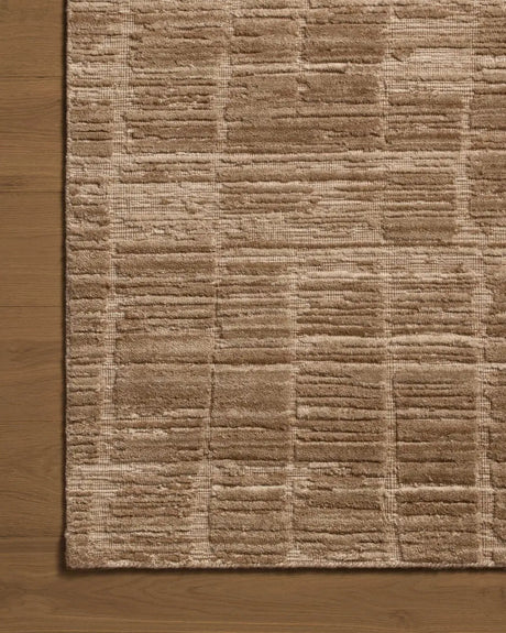 Jean Stoffer x Loloi Daniel DAN-01 Fawn Rug - corner on wood