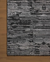 Jean Stoffer x Loloi Daniel DAN-03 Charcoal Rug - corner on wood