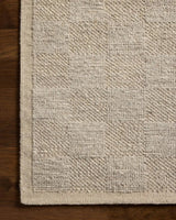Loloi Alina ALN-01 Contemporary Hand Woven Dove Rug - corner on wood