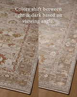 Loloi Aylin AYL-04 Pebble / Sunrise Rug - angled corner on wood