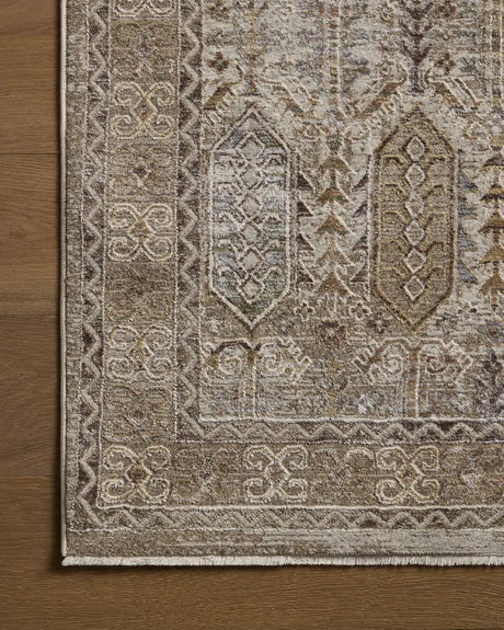 Loloi Aylin AYL-07 Taupe / Multi Rug - corner on wood