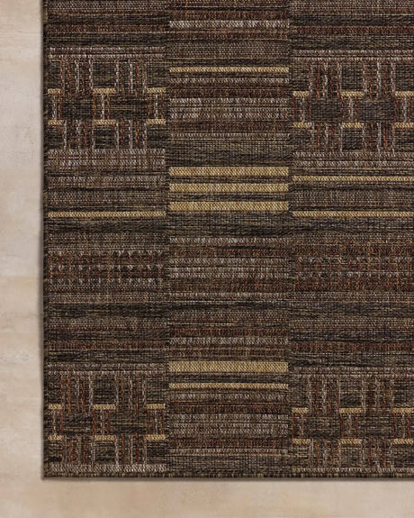 Loloi Birch BIR-01 Spice / Tobacco Rug - corner on wood