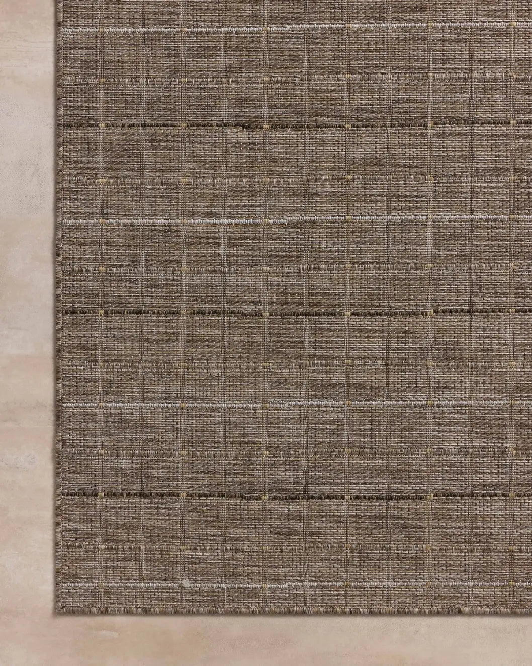 Loloi Birch BIR-02 Natural / Bark Rug - corner on wood