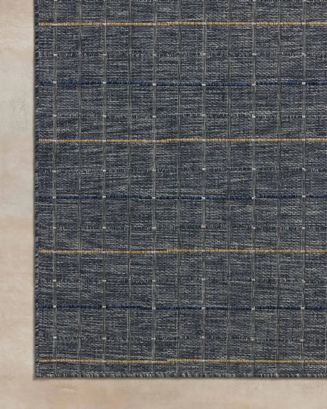 Loloi Birch BIR-02 Sky / Wheat Rug - corner on wood