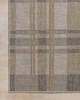 Loloi Birch BIR-05 Bone / Gold Rug - corner on wood