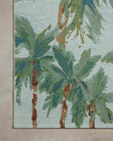 Loloi Botanical BOT-04 Sky / Green Rug - corner on wood