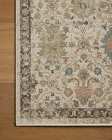 Loloi Briar BRR-04 Ivory / Multi Rug - corner on wood