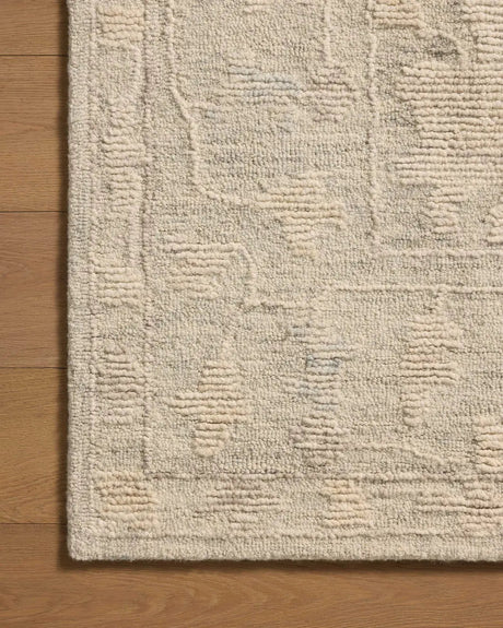 Loloi Cynthia CYN-04 Sky / Natural Rug - corner on wood
