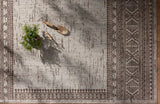 Loloi Easton ESN-01 Coffee / Dove Rug - styled aerial 1
