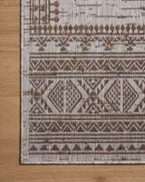 Loloi Easton ESN-01 Coffee / Dove Rug - corner on wood
