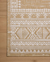 Loloi Easton ESN-01 Ivory / Wheat Rug - corner on wood