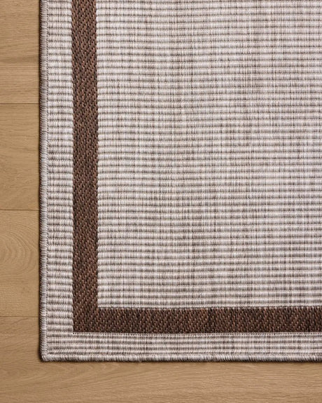 Loloi Easton ESN-02 Dove / Coffee Rug - corner on wood