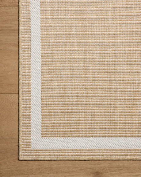 Loloi Easton ESN-05 Wheat / Ivory Rug - corner on wood