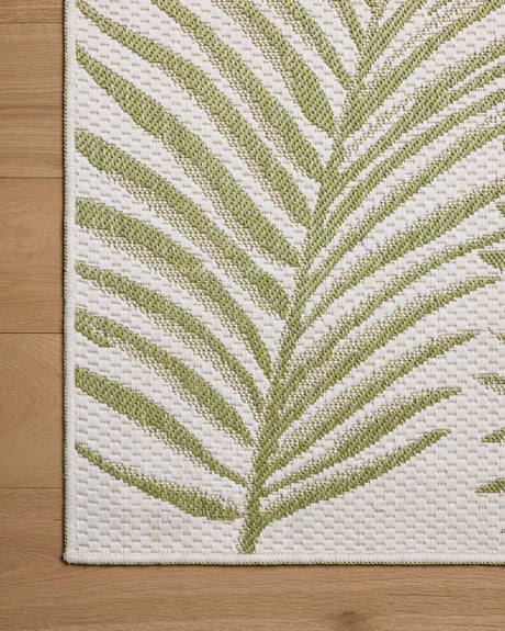 Loloi Easton ESN-06 Ivory / Green Rug - corner on wood