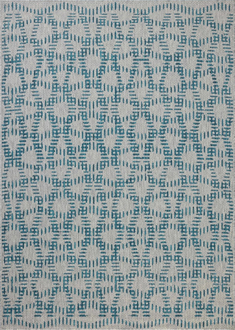 Loloi Easton ESN-10 Fog / Teal Rug - main flat