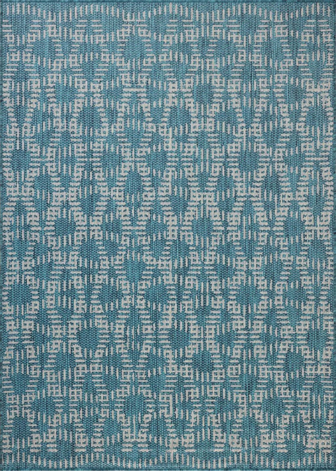 Loloi Easton ESN-10 Fog / Teal Rug - room scene 1