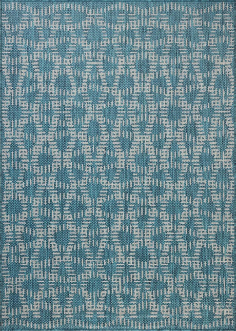 Loloi Easton ESN-10 Fog / Teal Rug - room scene 1