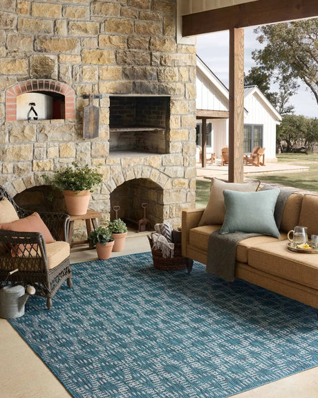Loloi Easton ESN-10 Fog / Teal Rug - room scene 3