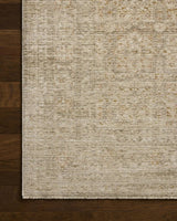 Loloi Elora ELR-03 Traditional Power Loomed Natural, Terracotta Rug - corner on wood