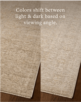 Loloi Elora ELR-03 Traditional Power Loomed Natural, Terracotta Rug - angled corner on wood