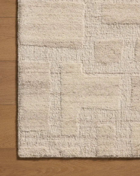 Loloi Hartley HRT-01 Ivory / Natural Rug - corner on wood